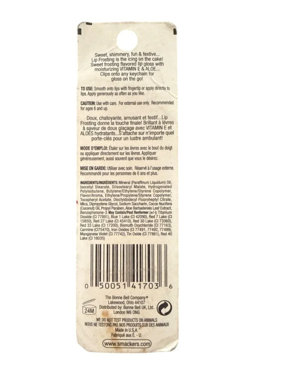 Rare Bonne Bell Bubble Font Smackers Lip Frosting 703 BIRTHDAY Clip-On Lip Gloss